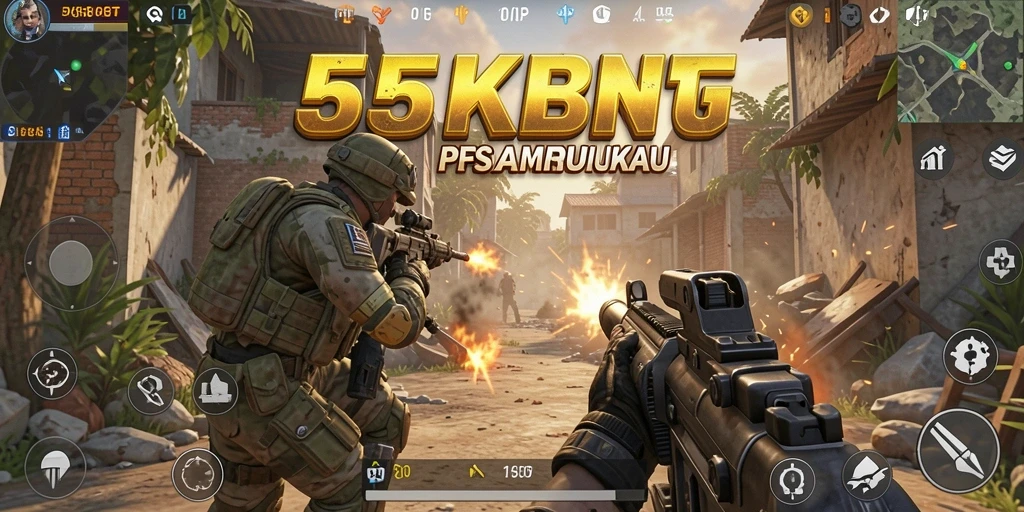 Tangkapan layar 55KBET menunjukkan aksi intens dalam pertempuran FPS.