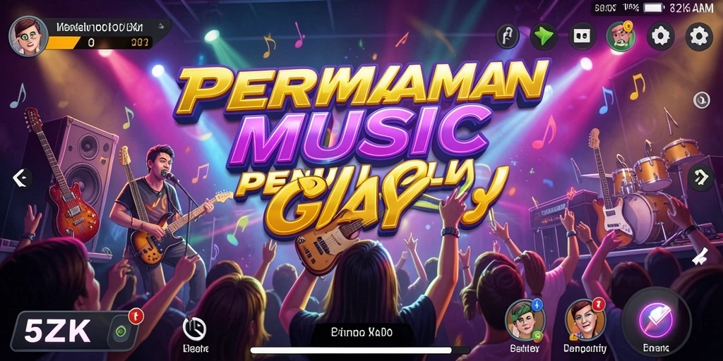Screenshot utama 5ZK menampilkan gameplay dengan antarmuka menarik dan alunan musik.