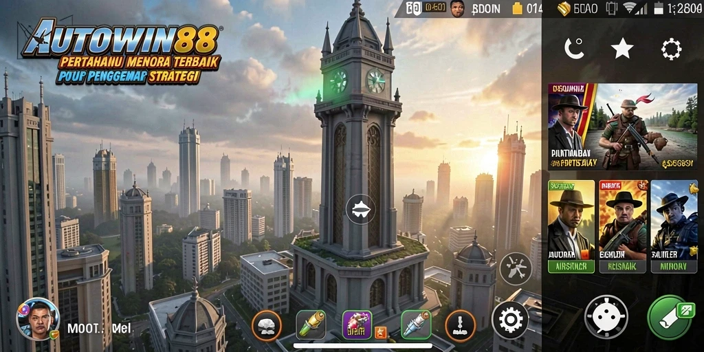 Tampilan gameplay AUTOWIN88 yang menegangkan dalam pertahanan menara.