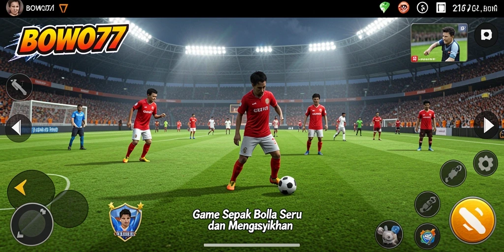 Tampilan gameplay menarik dari BOWO77 dengan aksi sepak bola dinamis.