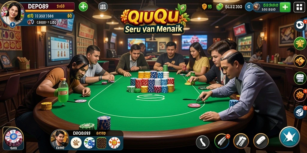 Screenshot gameplay DEPO89 yang menunjukkan intensitas permainan QiuQiu.