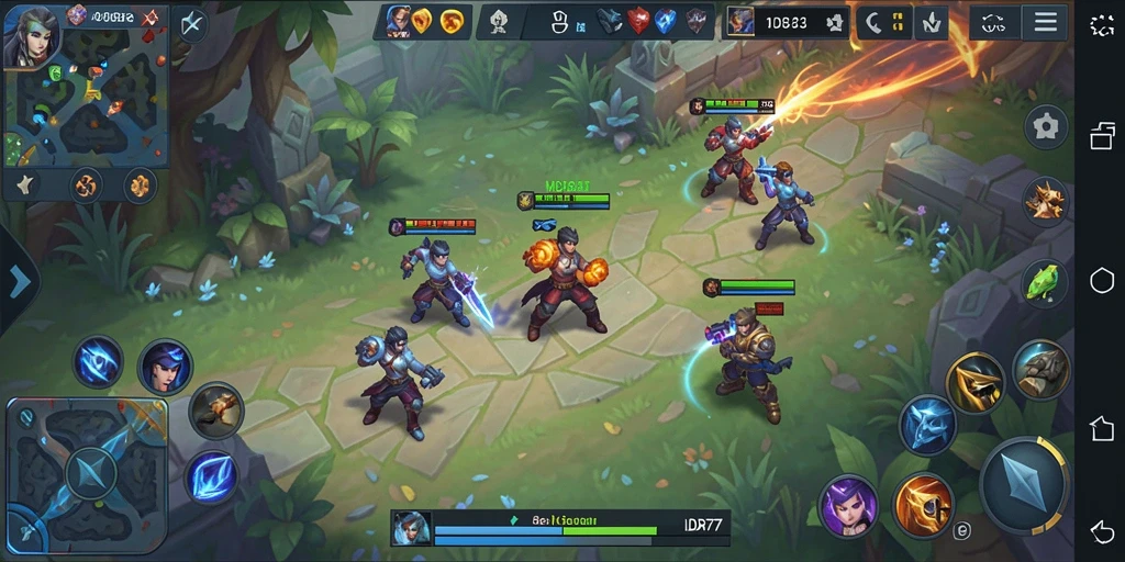 Tangkapan layar menunjukkan aksi seru dalam pertarungan MOBA.