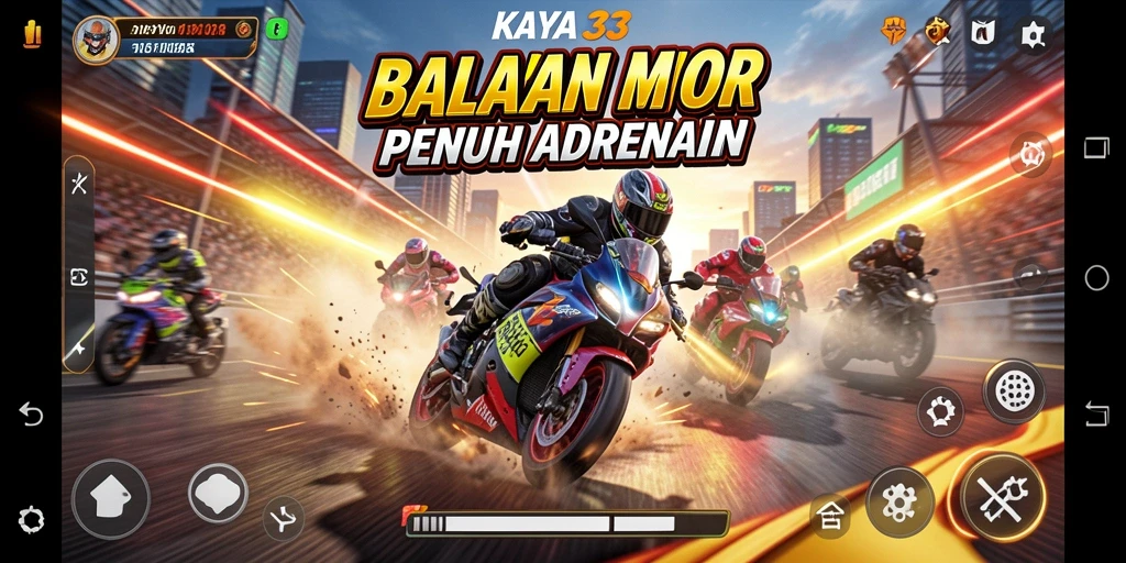 Gameplay KAYA33 yang seru dan mendebarkan saat balapan.