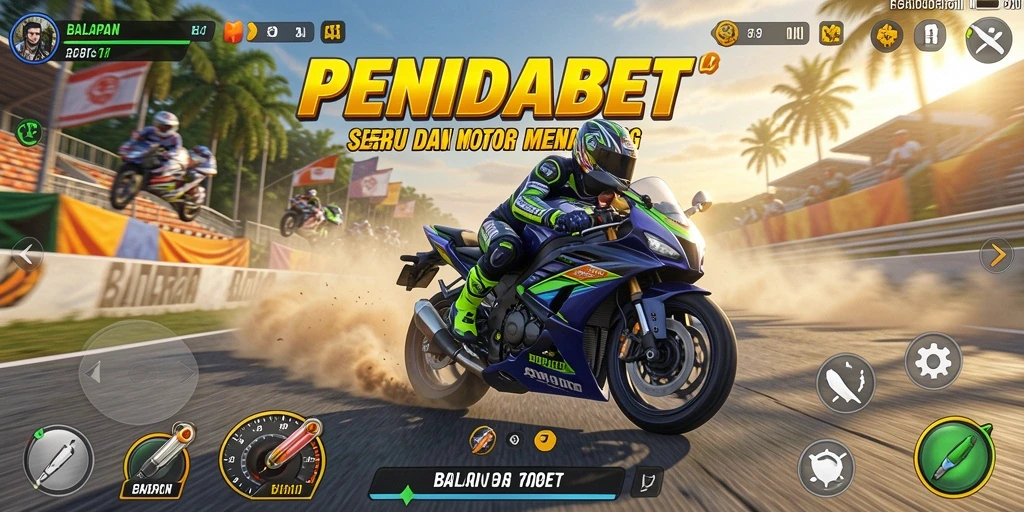 Gameplay mendebarkan dari balapan motor di PENIDABET.