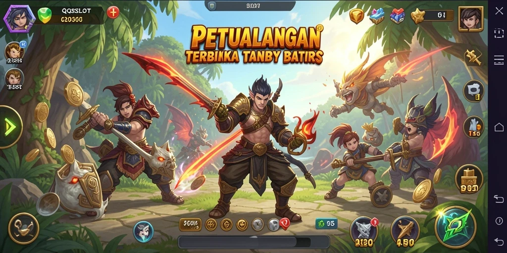 Screenshot gameplay fantastis dari QQSLOT yang menunjukkan petualangan Open World.