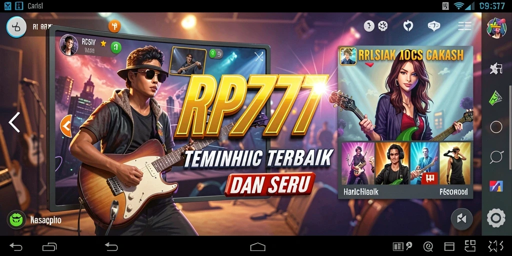 Tampilan gameplay RP777 menampilkan berbagai pilihan lagu interaktif.