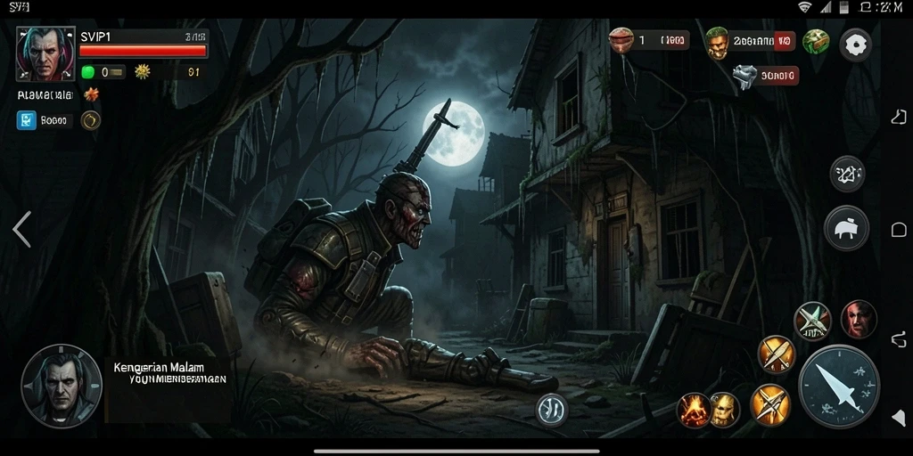 Screenshot menampilkan kegelapan dan kengerian gameplay SVIP1.