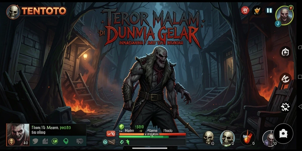 Screenshot gameplay TENTOTO menunjukkan suasana gelap dan menegangkan.