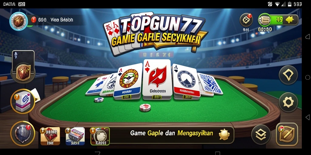 Tampilan gameplay Gaple yang menegangkan dan seru di TOPGUN77.