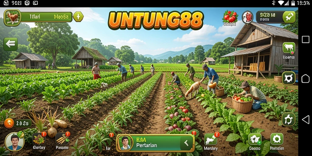 Screenshot gameplay UNTUNG88 menunjukkan dunia pertanian yang indah dan interaktif.